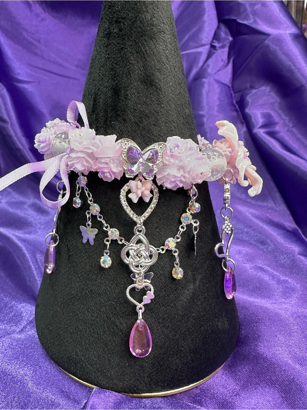 Lilac Rose Fairycore Charm Bracelet, Handmade 🌸✨